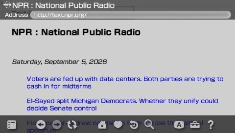 NPR Text article rendered on the PSP browser