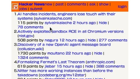 Hacker News rendered on the PSP browser